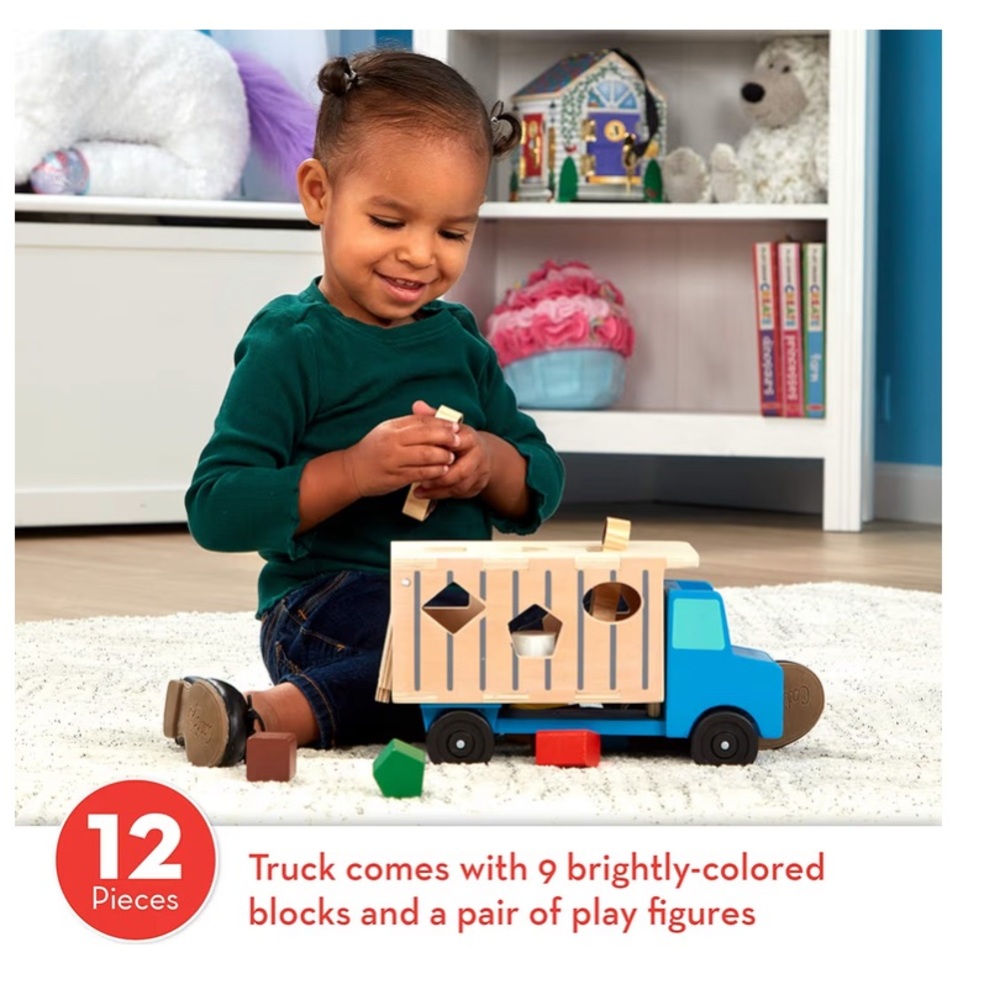 Melissa & Doug Shape-Sorting Dump Truck Wooden Toy - Picture 3 of 15